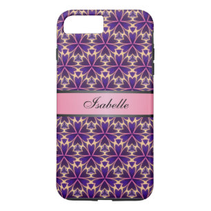 Abstract Flowers Pink Personalized Name v2 iPhone 8 Plus/7 Plus Case