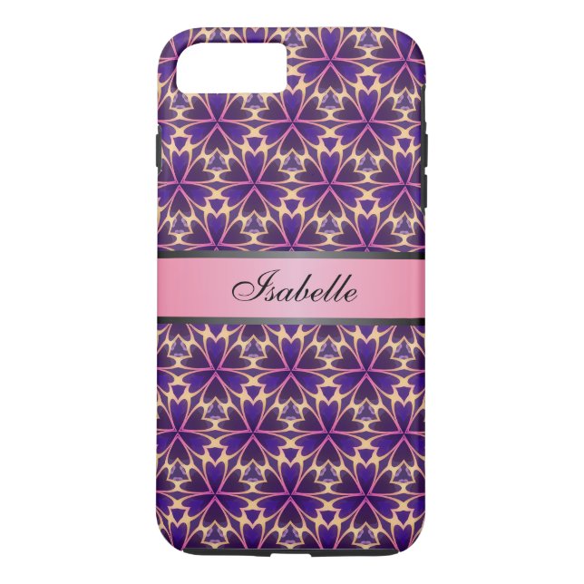 Abstract Flowers Pink Personalized Name v2 Case-Mate iPhone Case (Back)