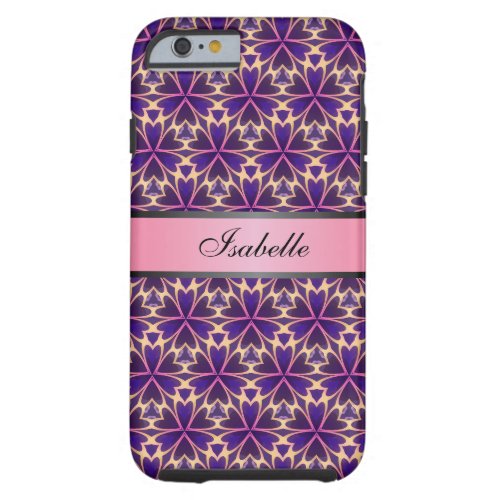 Abstract Flowers Pink Personalized Name v2 Tough iPhone 6 Case