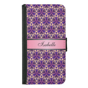 Abstract Flowers Pink Personalized Name v2 Wallet Phone Case For Samsung Galaxy S5