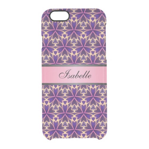 Abstract Flowers Pink Personalized Name v2 Clear iPhone 66S Case