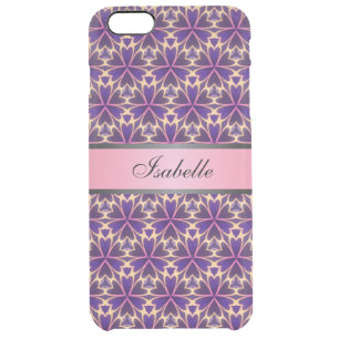 Abstract Flowers Pink Personalized Name v2 Clear iPhone 6 Plus Case
