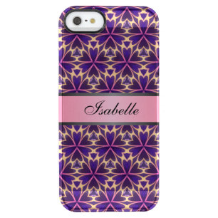 Abstract Flowers Pink Personalized Name v2 Clear iPhone SE/5/5s Case