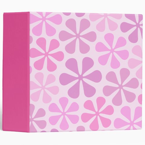 Abstract Flowers Pinks 3 Ring Binder