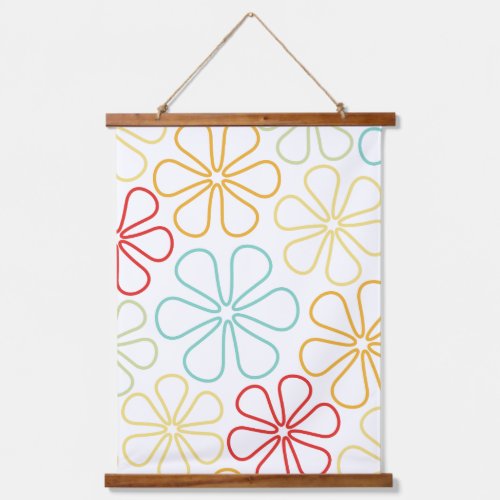 Abstract Flowers Red Yellow Orange Lime Teal Wt Hanging Tapestry
