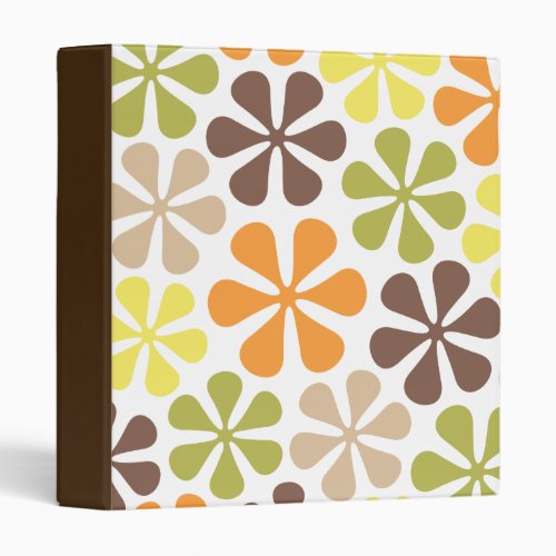 Abstract Flowers Retro Colors 3 Ring Binder