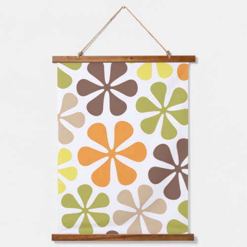 Abstract Flowers Retro Colors Hanging Tapestry