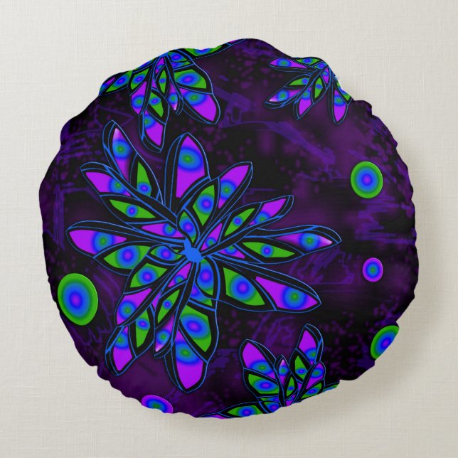 Abstract flowers round pillow (Back)