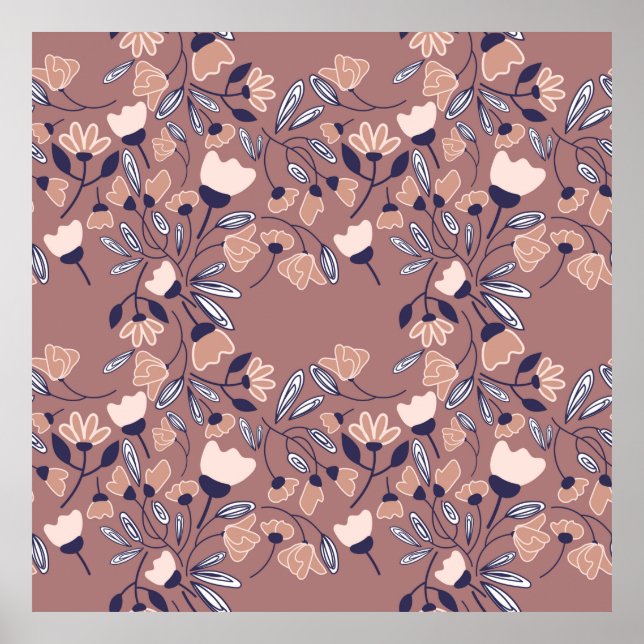 Abstract flowers seamless pattern. Colorful backgr Poster (Front)