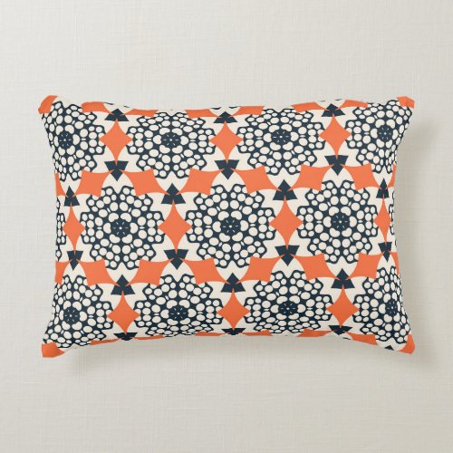 Abstract Flowers Simple Geometric Vintage Accent Pillow