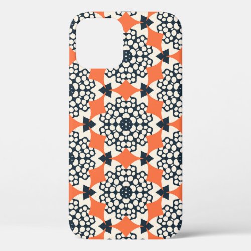 Abstract Flowers Simple Geometric Vintage iPhone 12 Case
