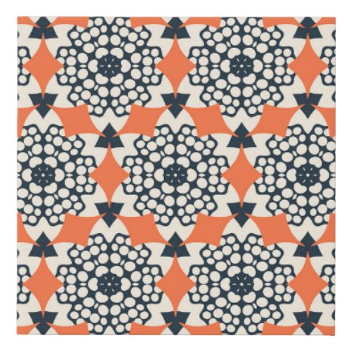 Abstract Flowers Simple Geometric Vintage Faux Canvas Print