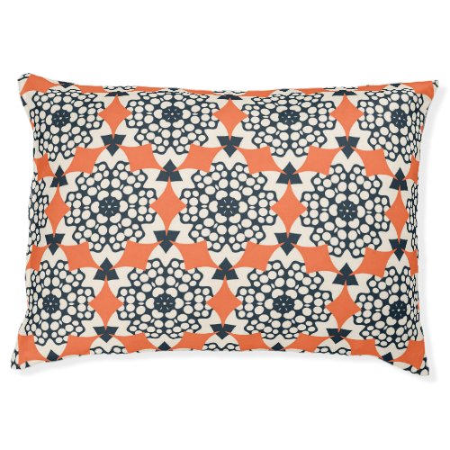 Abstract Flowers Simple Geometric Vintage Pet Bed
