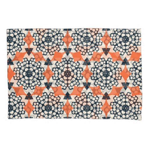 Abstract Flowers Simple Geometric Vintage Pillow Case