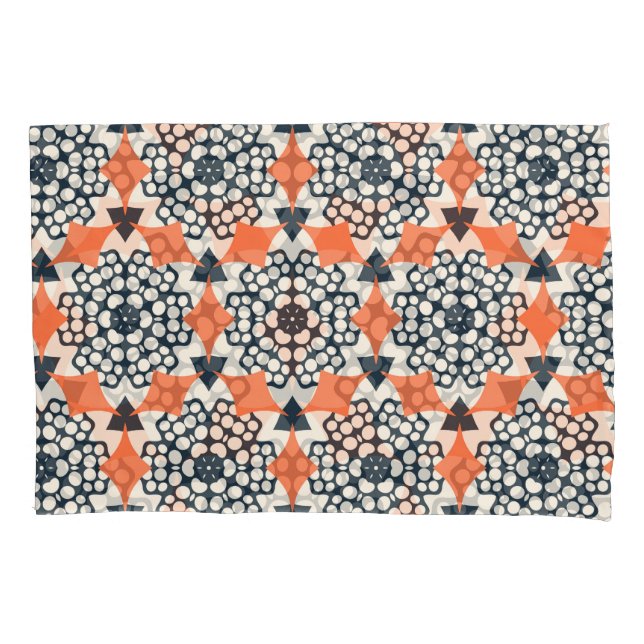 Abstract Flowers: Simple Geometric Vintage Pillow Case (Front)