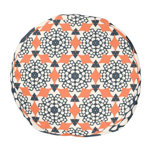 Abstract Flowers Simple Geometric Vintage Pouf