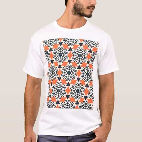 Abstract Flowers Simple Geometric Vintage T_Shirt
