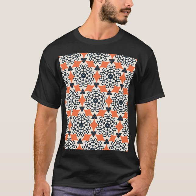 Abstract Flowers: Simple Geometric Vintage T-Shirt (Front)