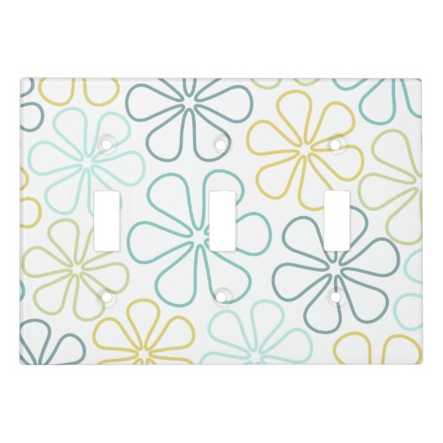 Abstract Flowers Teals Yellow Lime White Light Switch Cover