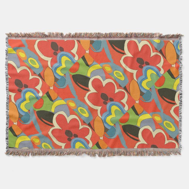 Abstract Flowers Throw Blanket (Front)