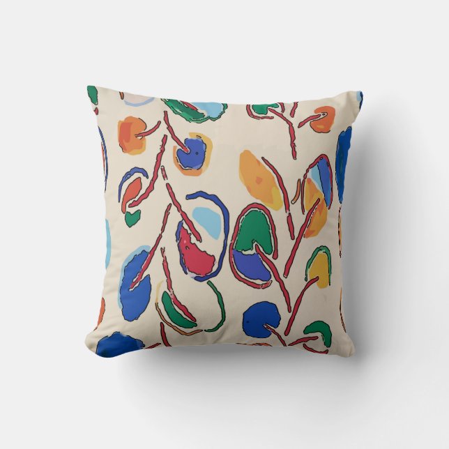 Abstract Flowers Throw Pillow (Front)