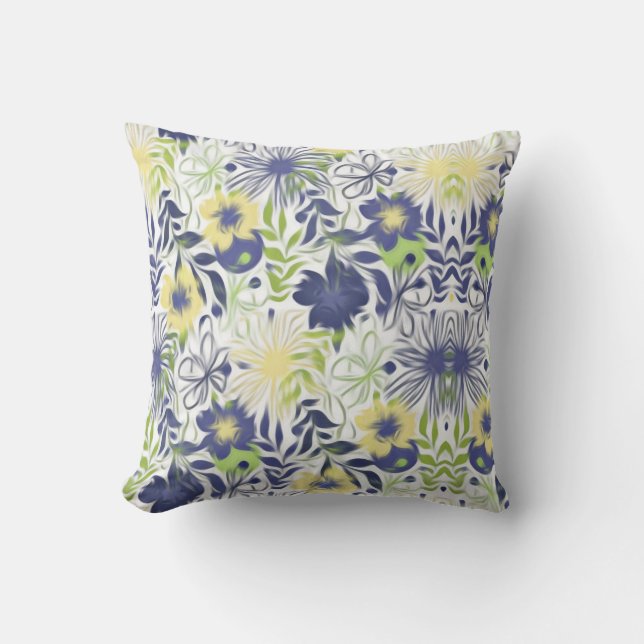 Abstract Flowers Throw Pillow (Front)