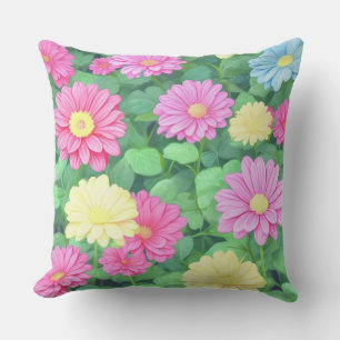 Abstract Flowers Throw Pillow