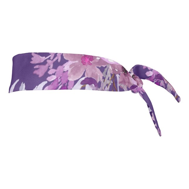 Abstract Flowers, Violet Tie Headband (Rotate 90)