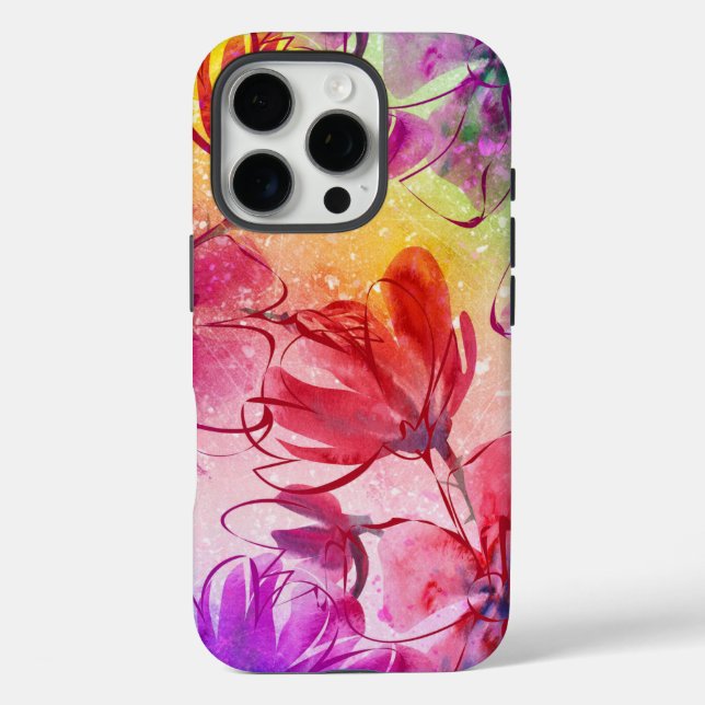 Abstract Flowers & Warm Watercolor Case-Mate iPhone Case (Back)