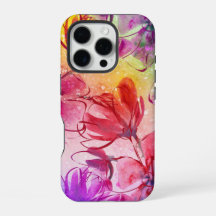 Abstract Flowers & Warm Watercolor
