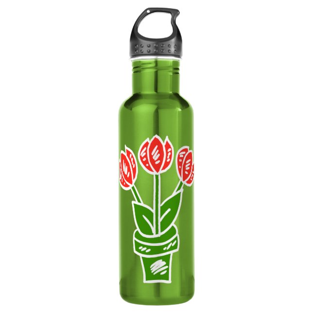 Abstract Flowers Water Bottle (Front)