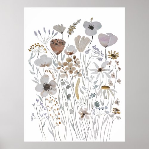 abstract flowers watercolor  poster