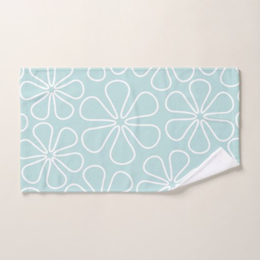 Abstract Flowers White on Duck Egg Blue Bath Towel Set Zazzle