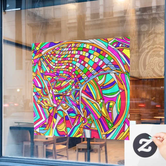 Abstract Flowers  Window Cling (Cafe Window)