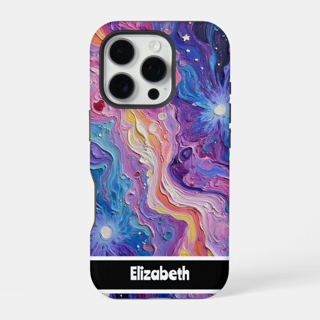 Abstract Flowing Colors Customizable Iphone Case (Back)