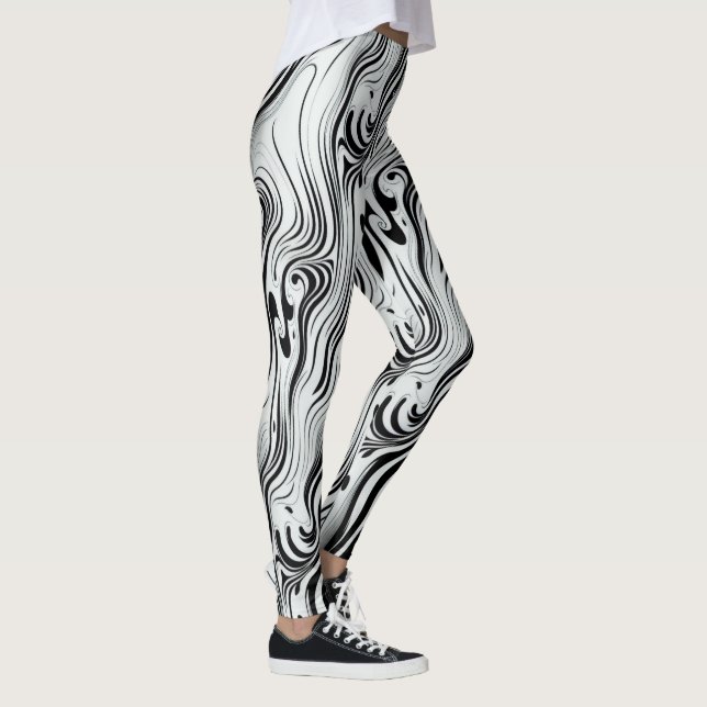 Abstract Flowing Liquid Abstract Swirl Art Leggings (Right)