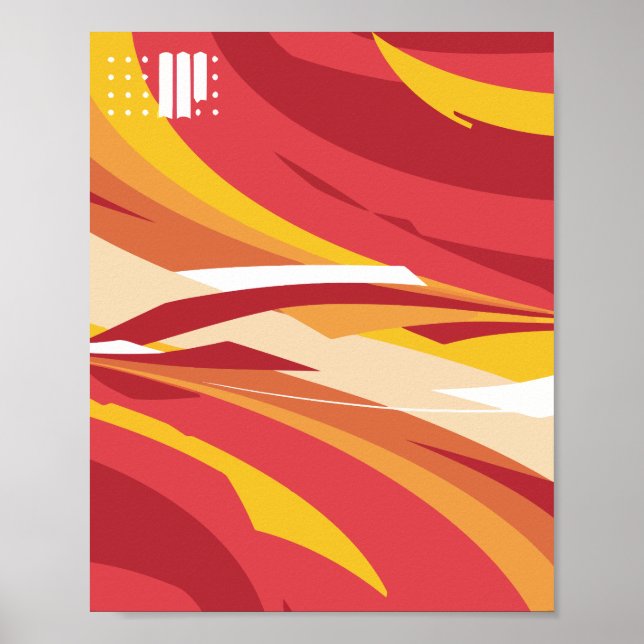 Abstract Flowing Waves in Red, Yellow, and Orange Poster (Front)