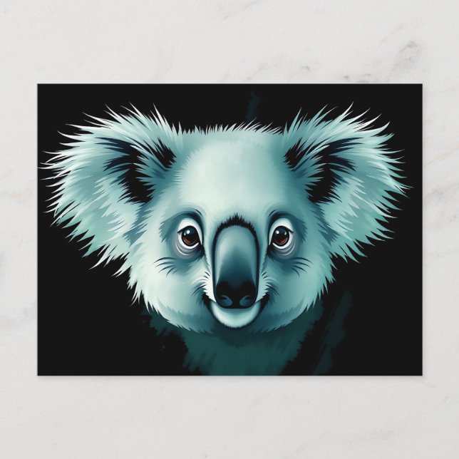 Abstract Fluffy Koala Portrait Postcard (Front)