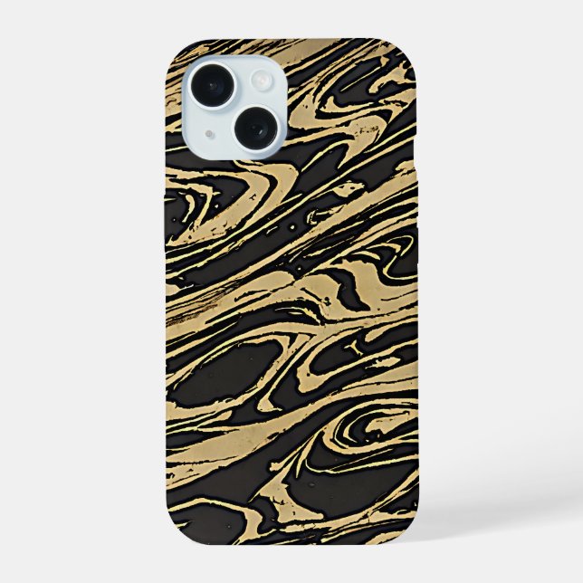 Abstract Fluid Art — Black Marble Effect Iphone Case (Back)