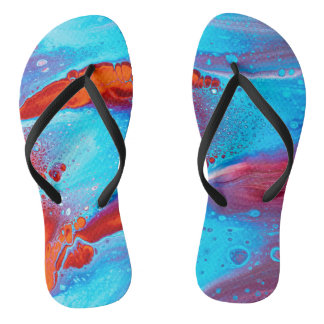 abstract fluid art flip flops