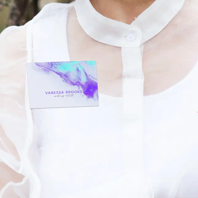 Abstract Fluid Art Mixing Paint Makeup Artist Name Tag | Zazzle
