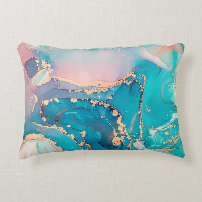 Abstract fluid art painting background in alcohol  accent pillow (Front)
