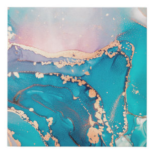 Abstract fluid art painting background in alcohol faux canvas print