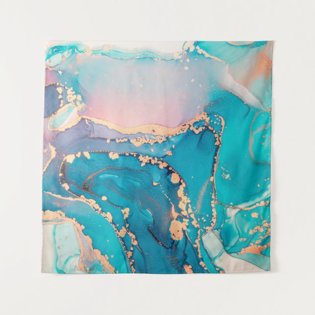 Abstract fluid art painting background in alcohol  tapestry (Front)