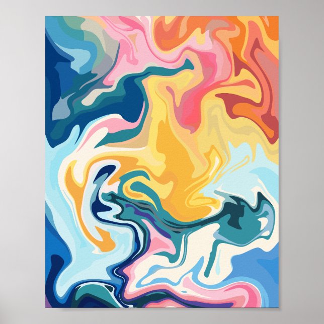 Abstract Fluid Art with Vibrant Colors Poster (Front)