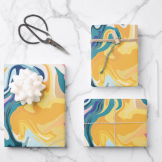 Abstract Fluid Art with Vibrant Colors Wrapping Paper Sheets