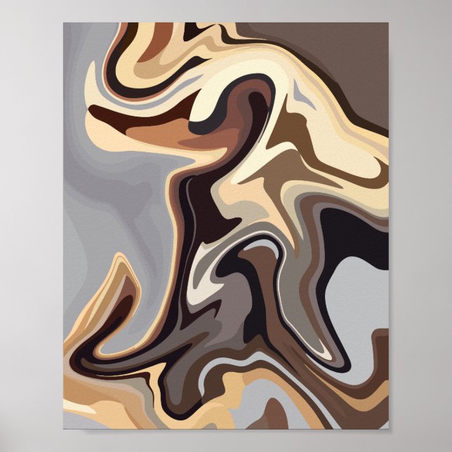 Abstract Fluid Harmony in Warm Earth Tones Poster (Front)