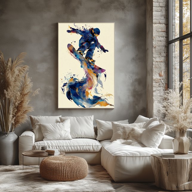 Abstract Fluid Ink Snowboarder Dynamic Motion Art Poster (Creator Uploaded)