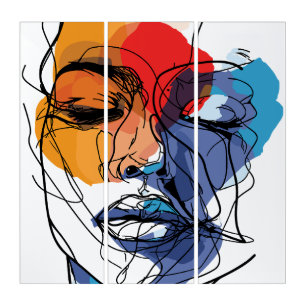 Abstract Fluid Line Face Art