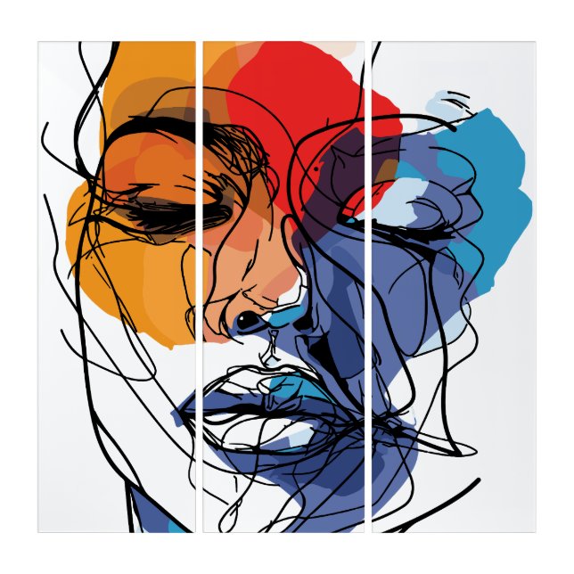 Abstract Fluid Line Face Art (Front)